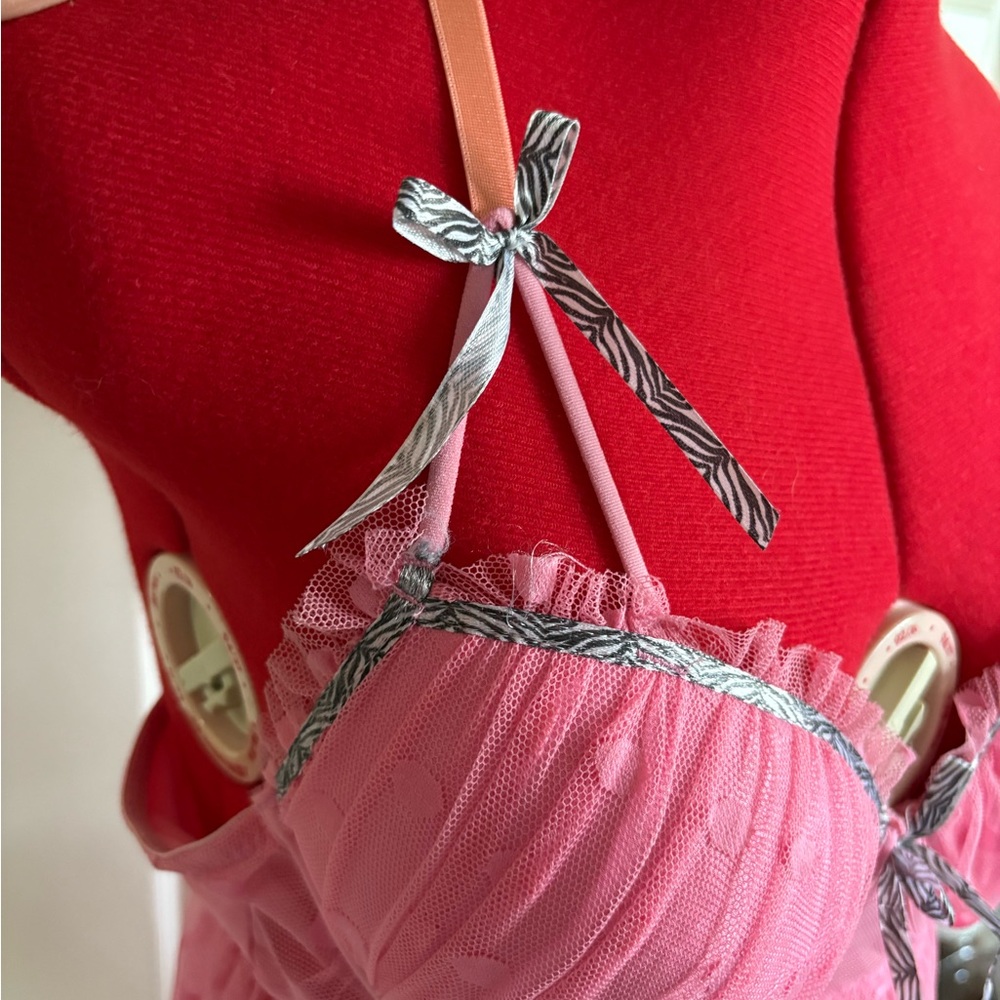 Nicole Miller Pink Polka Dot Sheer Chemise - Picture 2 of 6